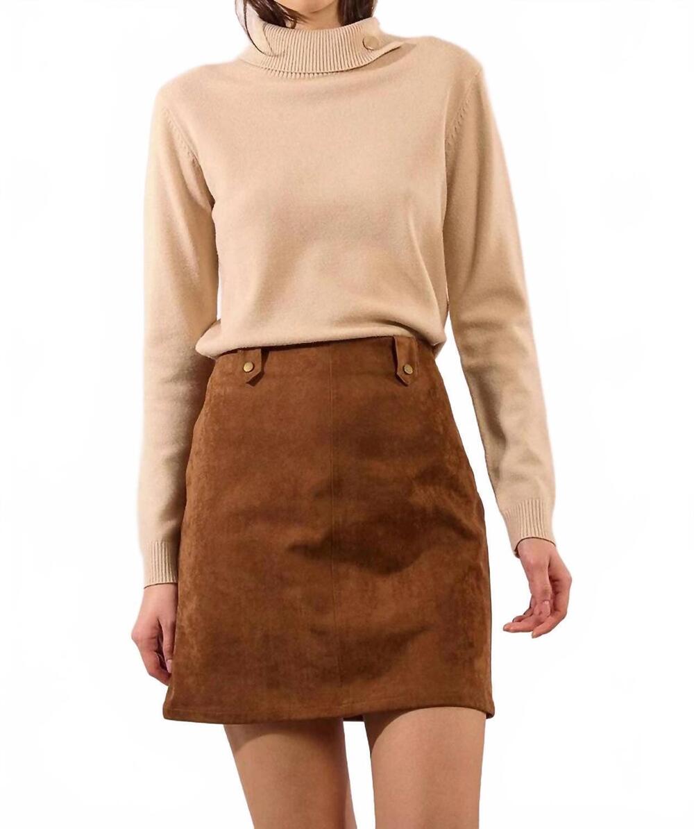 NEW MOLLY BRACKEN suede mini skirt in brown